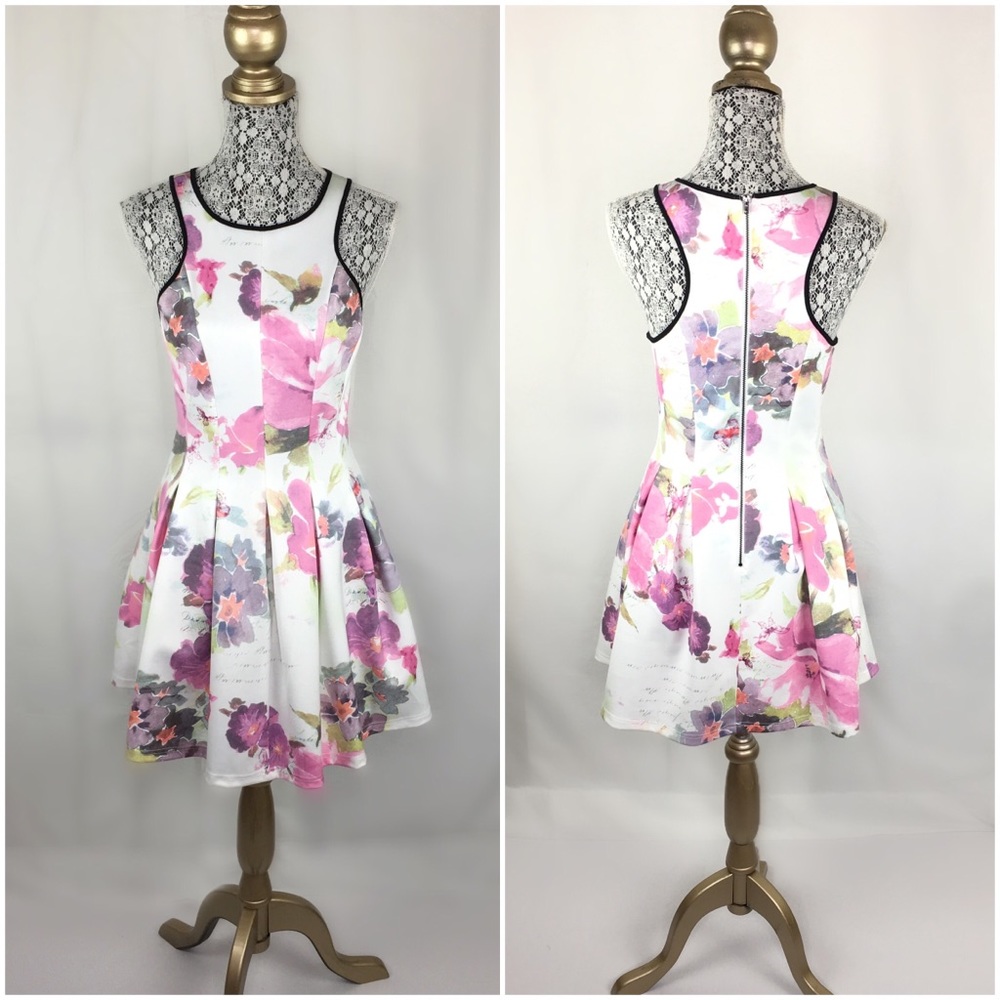 Pink Purple Green Fit & Flare Dress